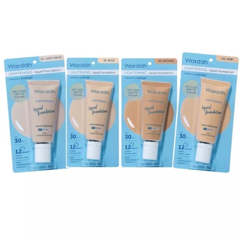 wardah foundation ORI BPOM lightening liquid fondi spf30 light beige ivory natural