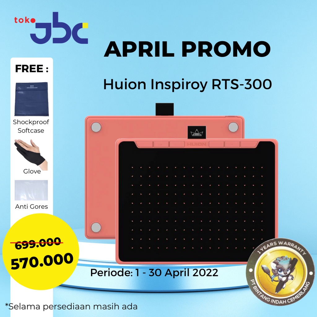 New Huion Inspiroy RTS 300 - H642 pengganti H640P garansi resmi 1 tahun