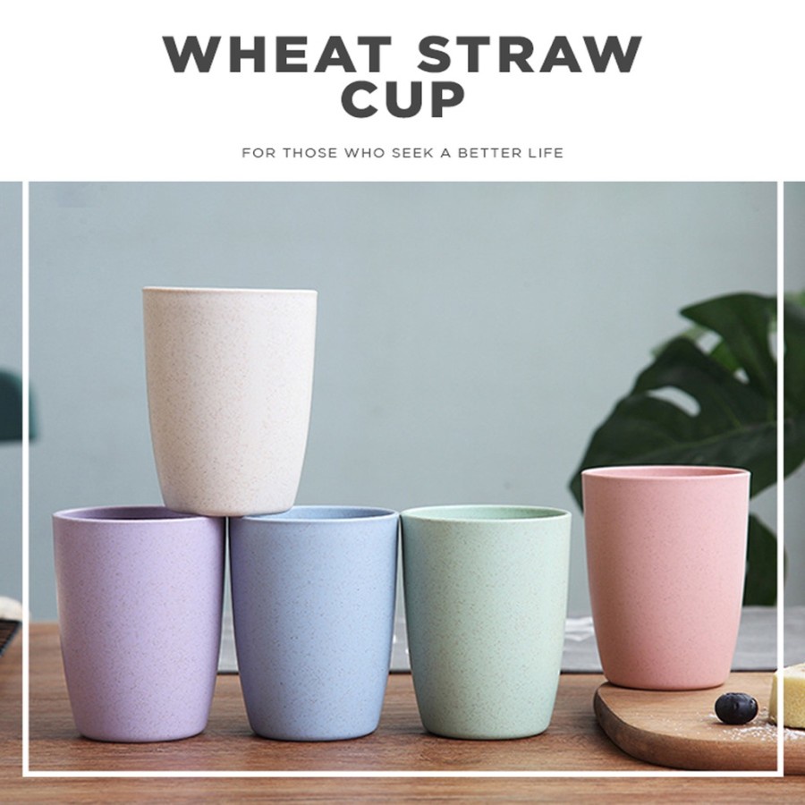 DISCON!!! Gelas Wheat Straw Kopi Mug Cangkir Gandum Kokoh 4 Warna Pilihan Gelas Cantik