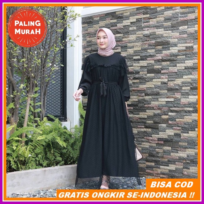 Gavi Maxy Set By Sancaka Unique / Gamis Shakila Premium Mix Outer Ceru Dress Black - Mira Maxy Dress