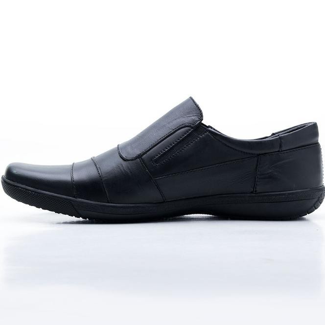 tgsj sepatu casual pria kulit asli formal santai slip on simpel 108 ht - hitam, 39 u48h