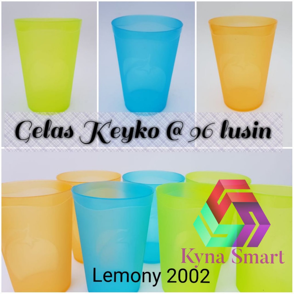 GROSIR 12 pcs Gelas Minum Plastik Tanggung / Sedang Keyko Lemony 2002 11cm