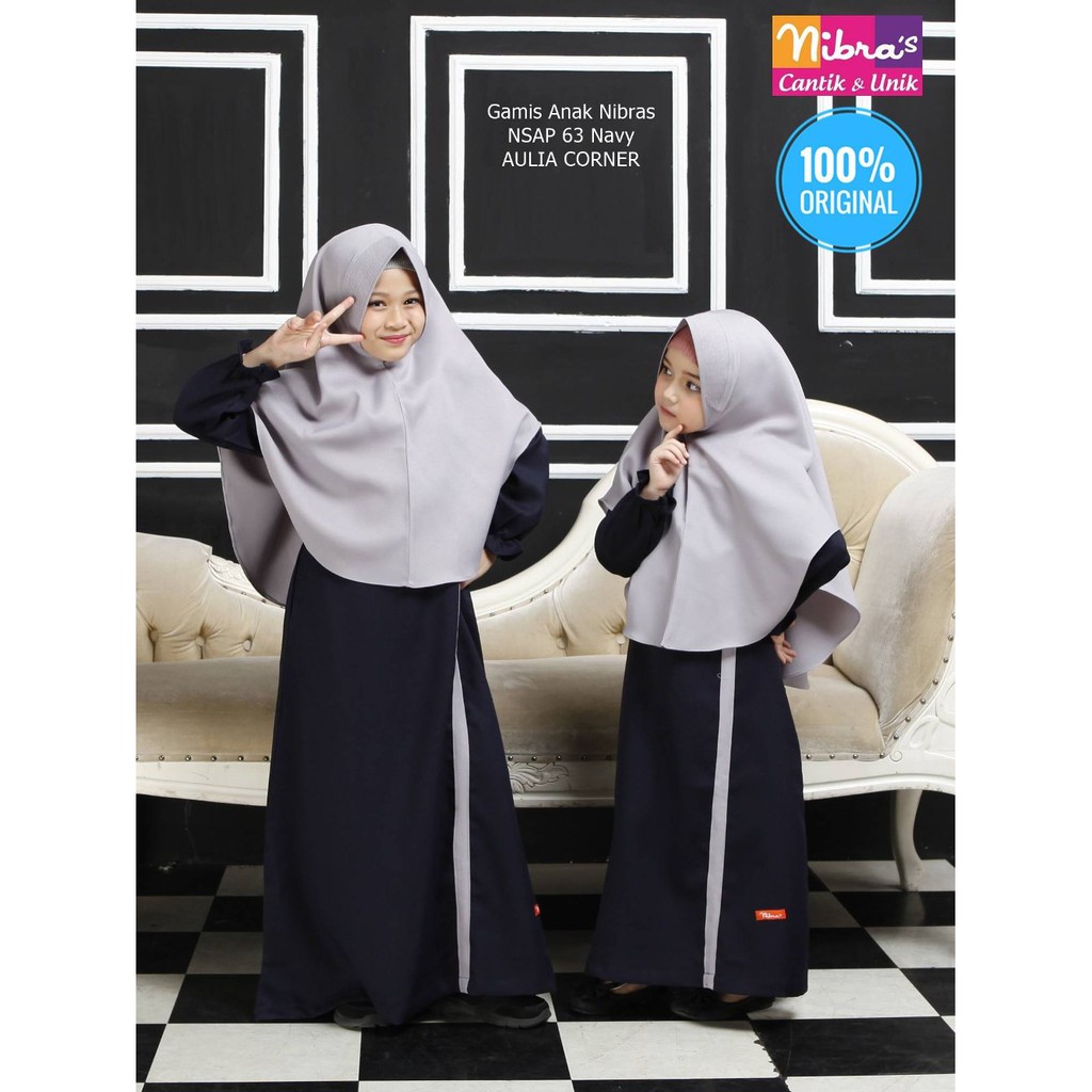 Busana Muslim Gamis Anak Terbaru Nibras Nsap 63 Navy ORIGINAL Gamis Anak Kecil Model Baru