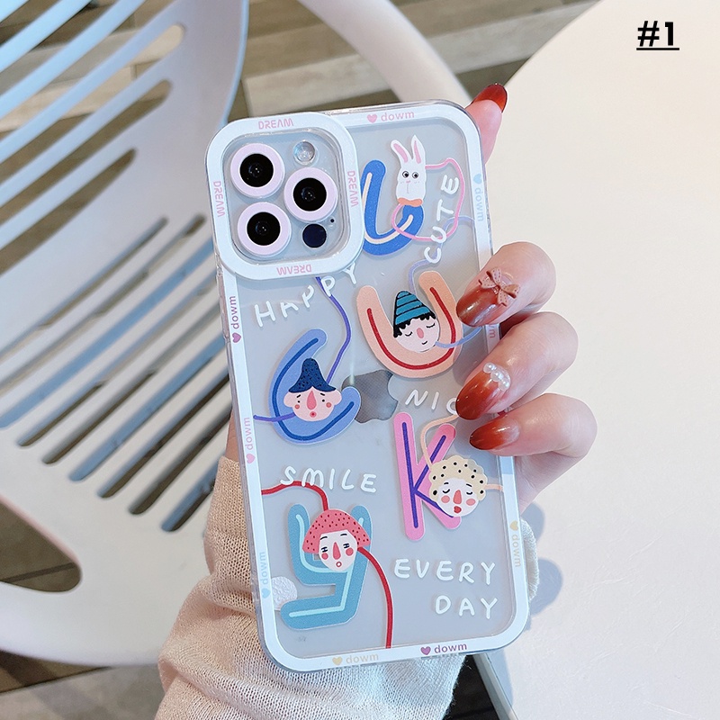 Soft Case TPU Transparan Motif Kartun Untuk Iphone 13 12 Pro Max 7 6 6s 8 Plus XR X XS Max SE