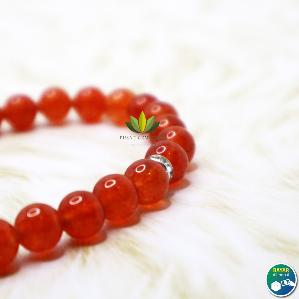 Tasbih Giok Orange / Red Raflesia Asli Natural 33 Butir