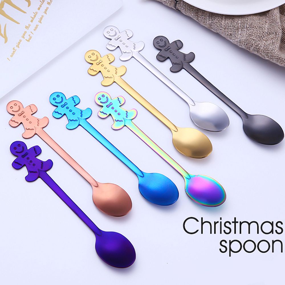 CHOOKEY 1/4pcs/set Drinking Christmas Coffee Spoons Ice Cream Tableware Tea Scoops Stainless Steel Snowman Desserts Home &amp; Living Kitchen &amp; Dining Kids Spoon