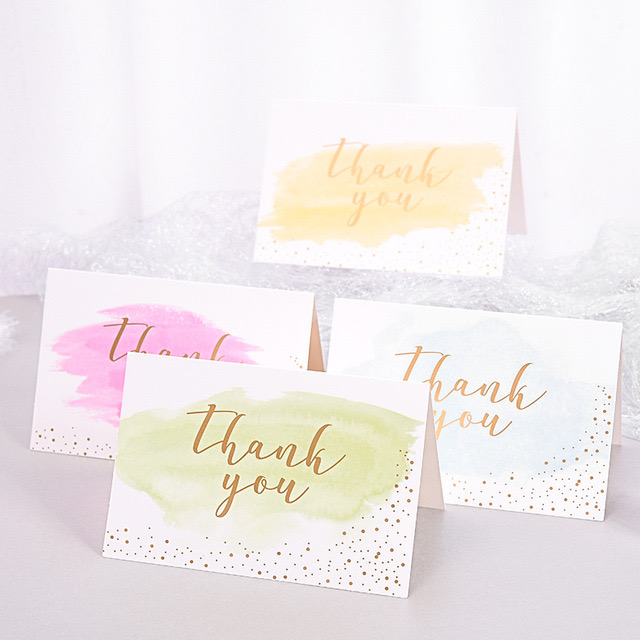 [Ready Stock] 6pcs Korean Creative Bronzing THANK YOU Card Syukuran Liburan Pesan Wish Kartu Ucapan Dengan Amplop Happy New Year