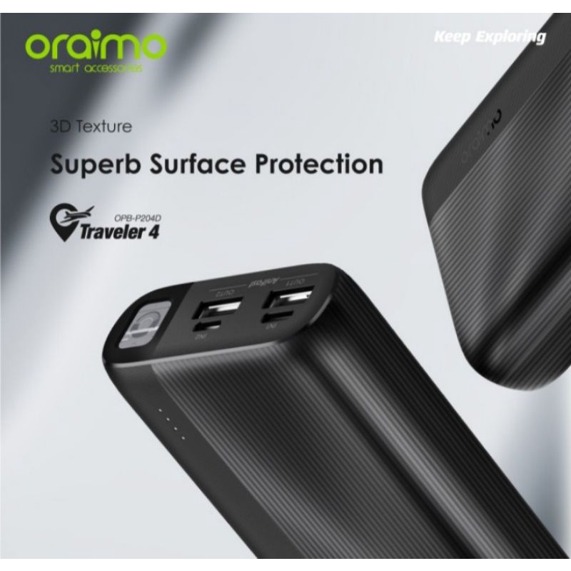 Power Bank Oraimo Traveler 4 Power Bank 20000Mah Dual USB Fast Charging OPB-P204D