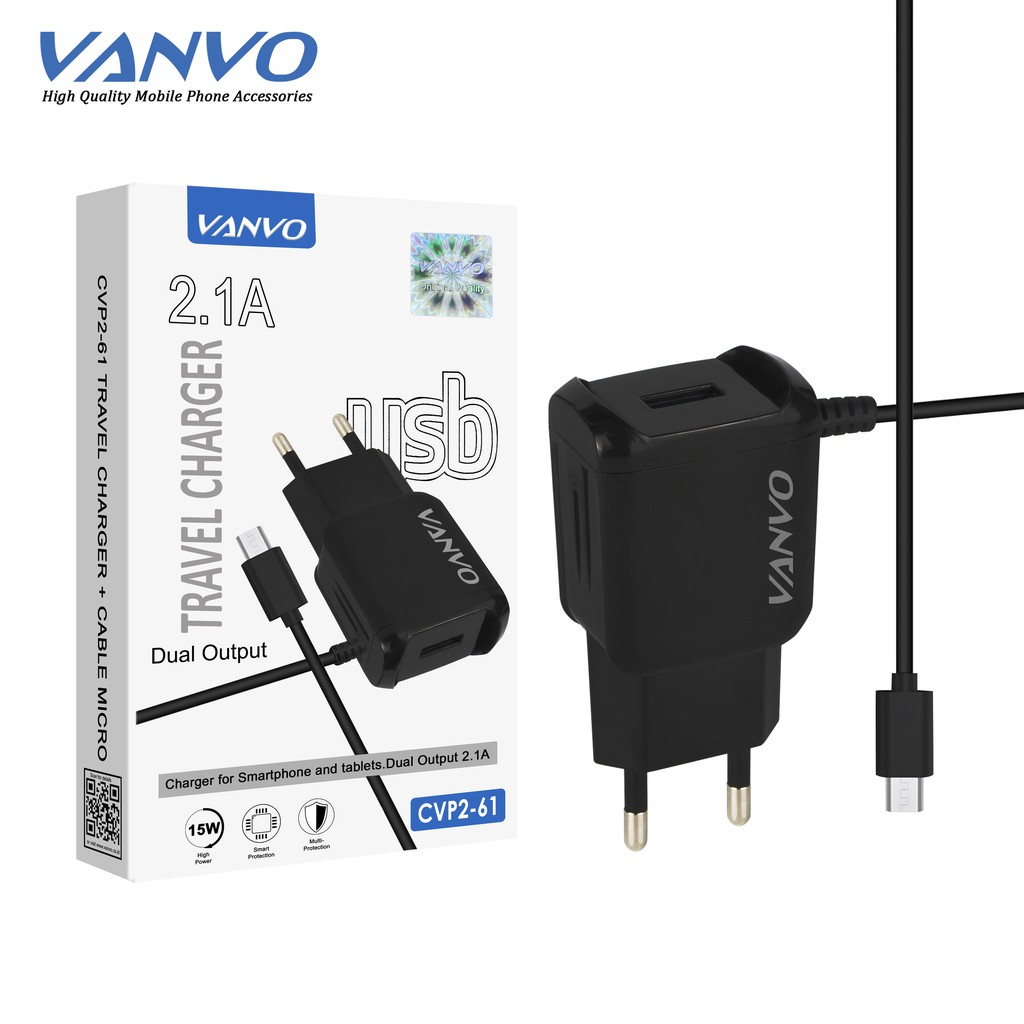 Charger Vanvo CVP2-61 + Kabel Micro Output