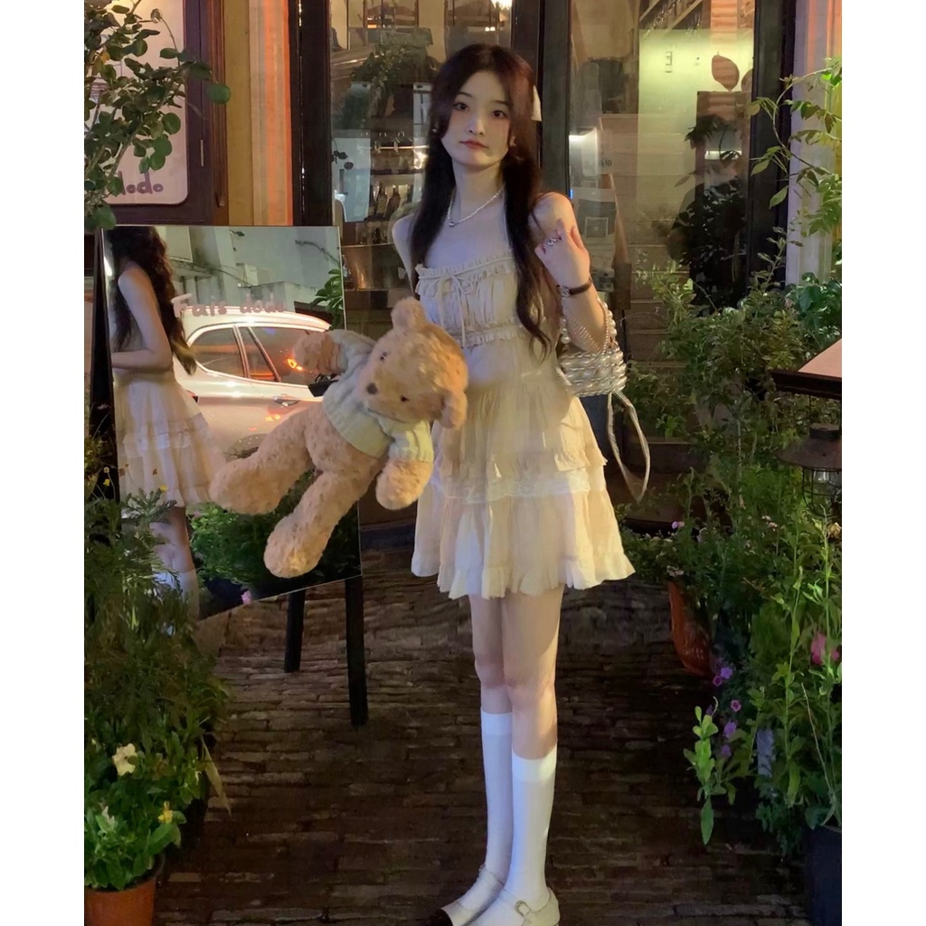 #Sisjuly# Wanita halter neck sexy suspender dress baru keinginan murni angin pinggang chic fashion rok wanita