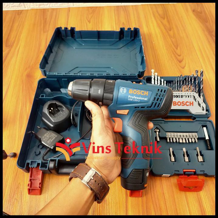 Mesin Bor Cordless Bosch Gsb 120 Li Mesin Baterai + Assesoris Gsb120Li