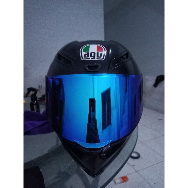 Helm dql custom agv pista black glossy