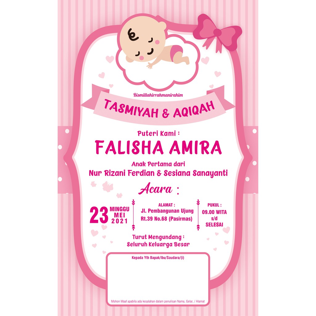 Jual undangan Aqiqah / undangan Tasmiyah / Undangan khitanan Indonesia