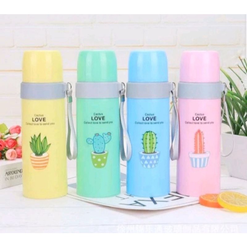 BOTOL MINUM KACA KAKTUS LOVE 500ML