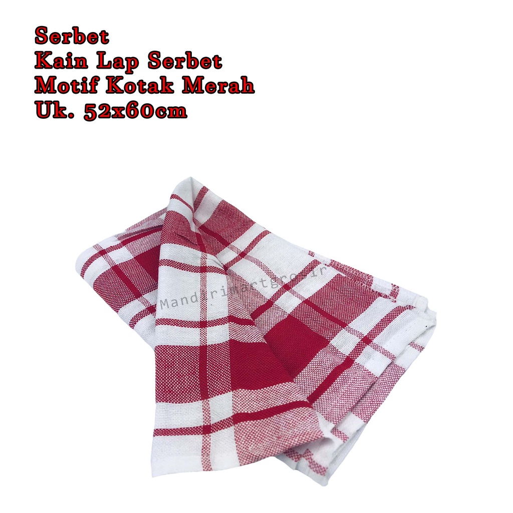 Kain Lap Serbet *Serbet * Motif Kotak  * Uk. 52x60cm