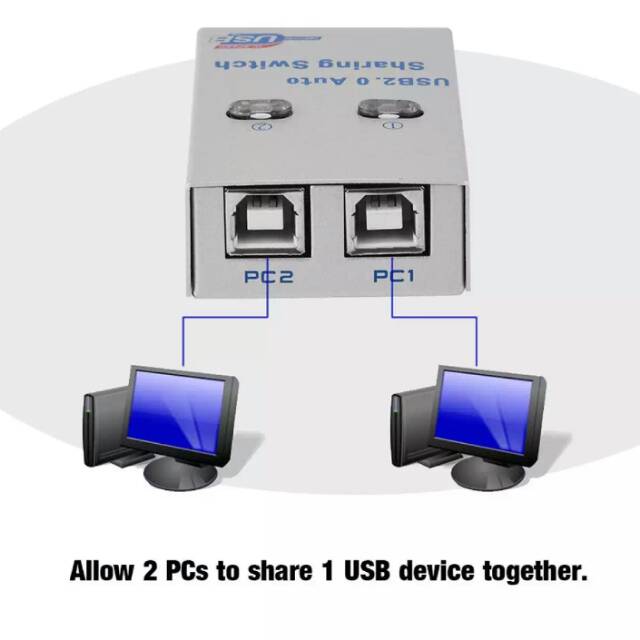 USB Printer Switch Auto Sharing Cabang 2 port 1-2 sharing printer