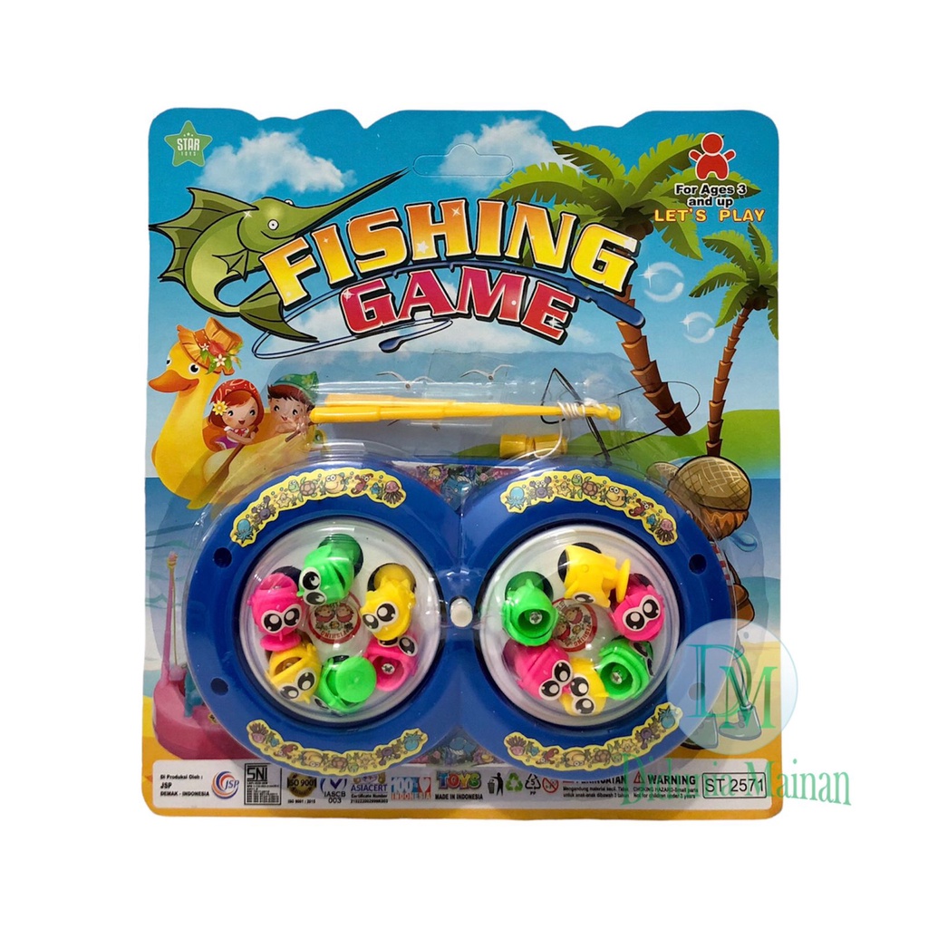 mainan anak pancing ikan magnet rotary 2 kolam fishing game