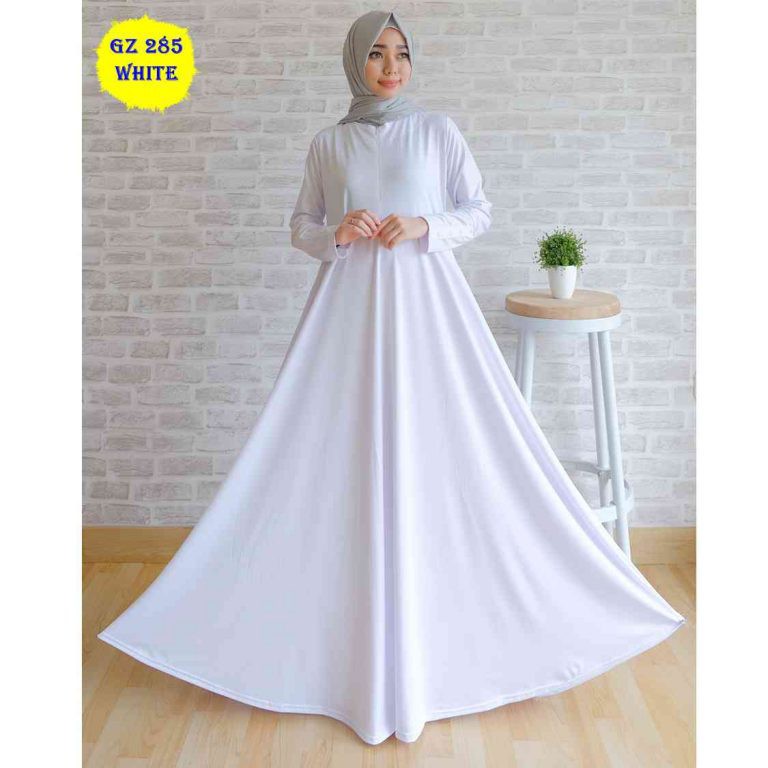 Gamis Jersey Dusty Ungu / Lavender Motif Relief Hasuna Shop Maxi Long Dress HasunaShop