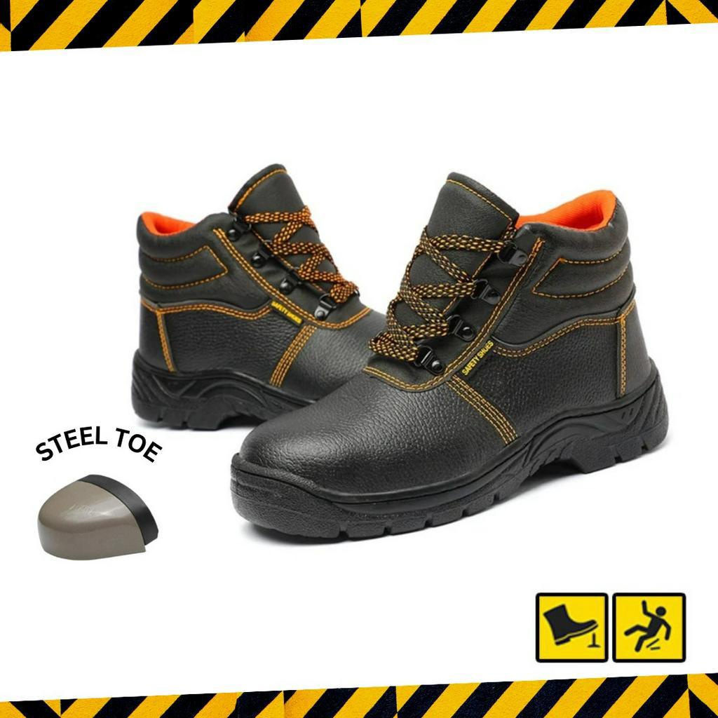 SEPATU SAFETY SHOES HIGH SSL 588 MURAH BERKUALITAS SEPATU KERJA PALING MURAH BLACK HITAM ORANGE MURAH ANTI SLIP TIDAK LICIN