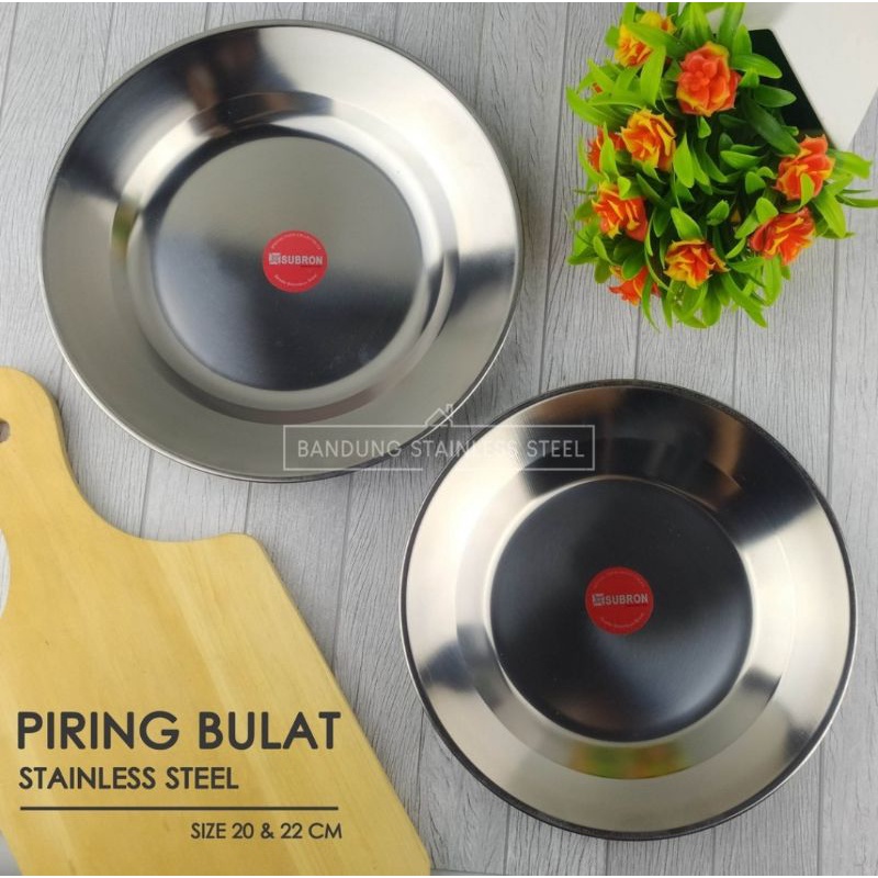 piring stenlis steel 22cm/piring stainless steel bulat/piring makan