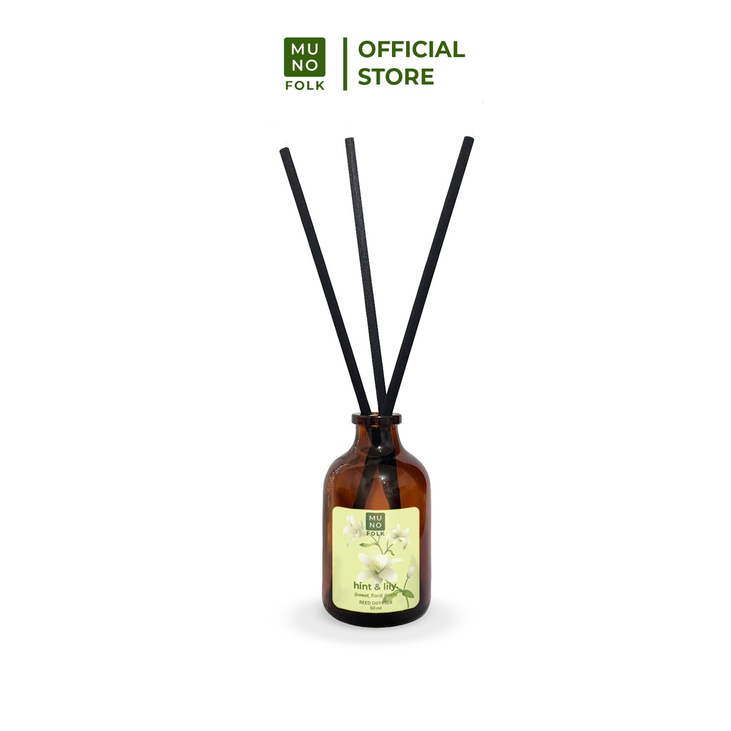 Muno Folk - Reed Diffuser 50ml I Pengharum ruangan aromaterapi-Hint&Lily