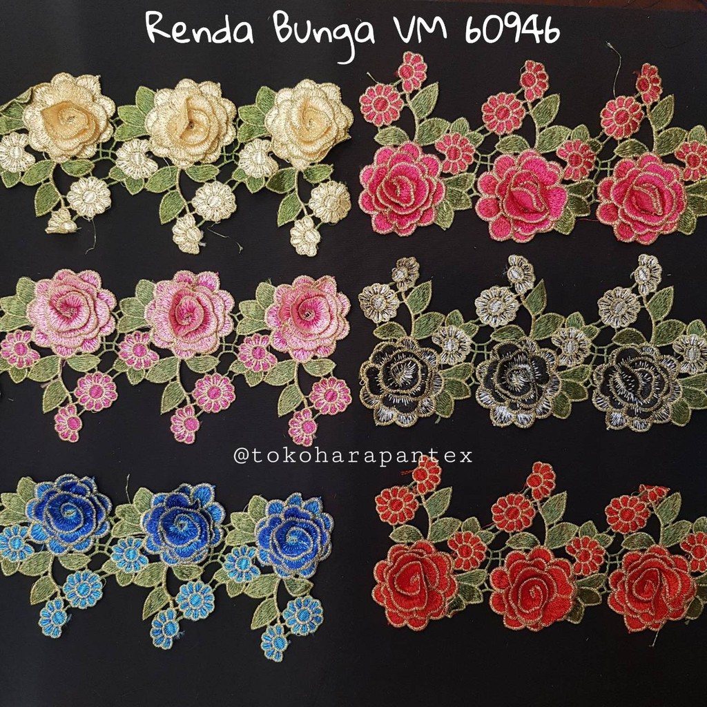 Renda Bunga VM 60946 Renda Hiasan Baju Pesta
