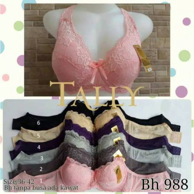 TALLY  Bra Brokat Renda 988 Busa Tipis  berkawat