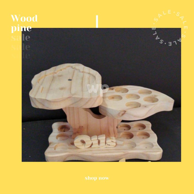 Rak Oil kayu dahan 15 oil + tempat diffuser owl