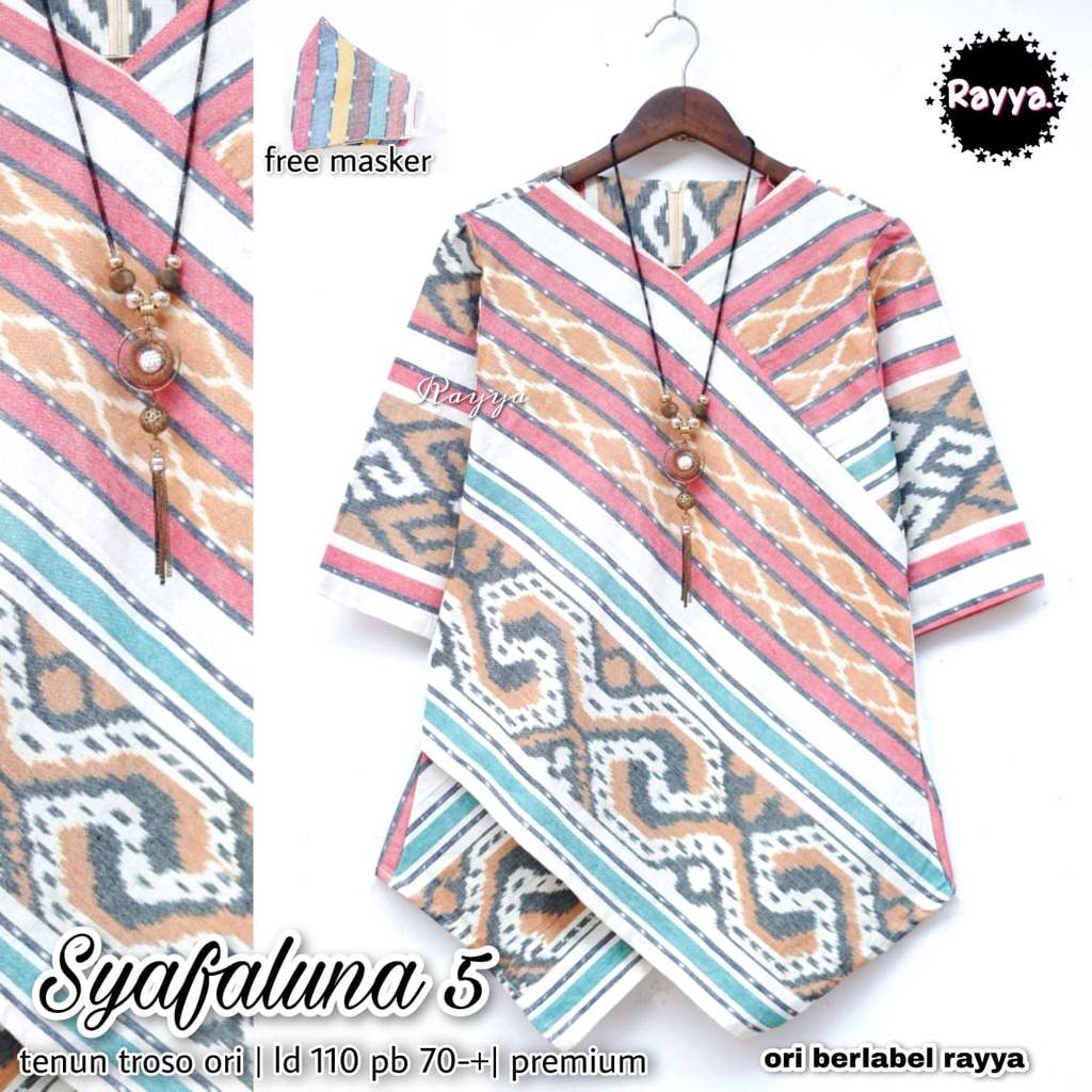 ATASAN WANITA BATIK/TENUN FREE MASKER BERMOTIF ~ BAHAN TENUN TROSO ORI ~ SYAFALUNA ORIGINAL RAYYA