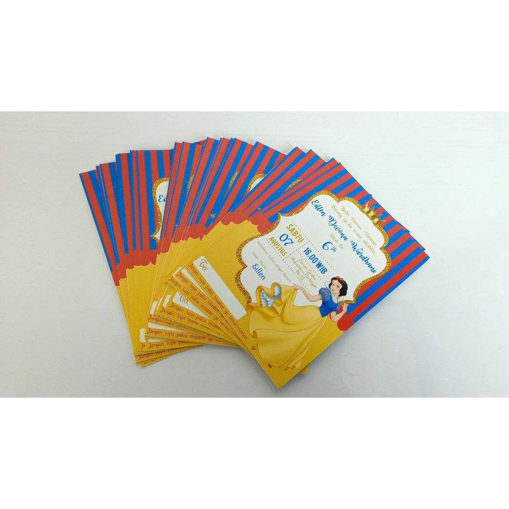 undangan snow white / invitation custom snow white / undangan ulang tahun custom