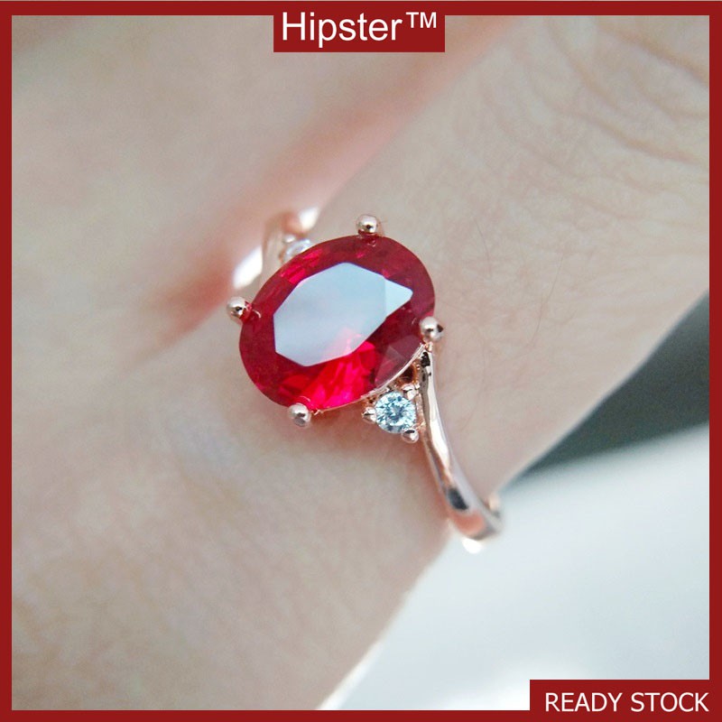 New Classic Exquisite Inlaid Colored Gems Red Crystal Adjustable Ring