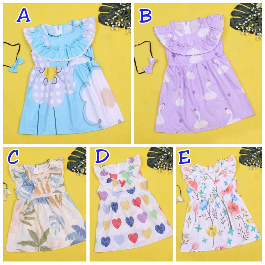 DRESS ANAK PEREMPUAN KATUN ALEA FREE BANDANA 1-5 TAHUN