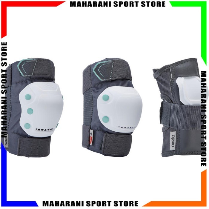 Dekker Set Pelindung Sepatu Roda Dewasa OXELO FIT500 InLine Protector 3 in 1 Abu Abu