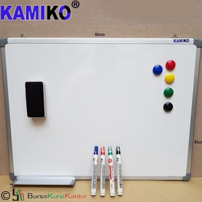 

Whiteboard Kamiko 45x60 Gantung Spidol H,B,Hj,M Hapusan Magnet, Magnet