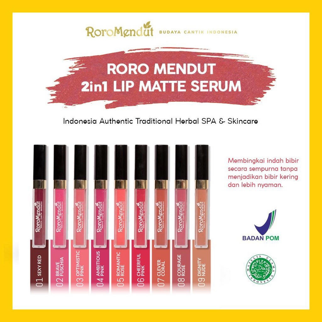 RORO MENDUT 2in1 LIP MATTE SERUM | BPOM HALAL LIQUID LIPSTICK LIP CREAM BIBIR LONG LASTING LIPSTIK