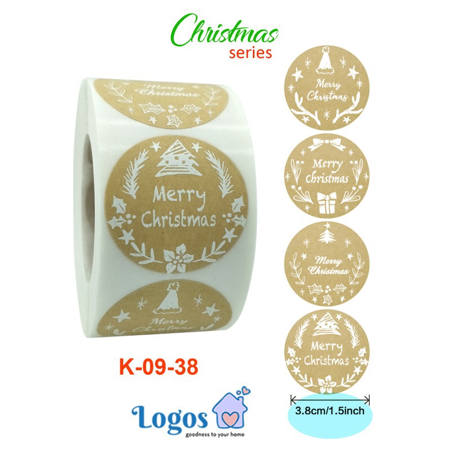 

Kraft Christmas Round Sticker Stiker Bulat Xmas Natal Gift Hampers