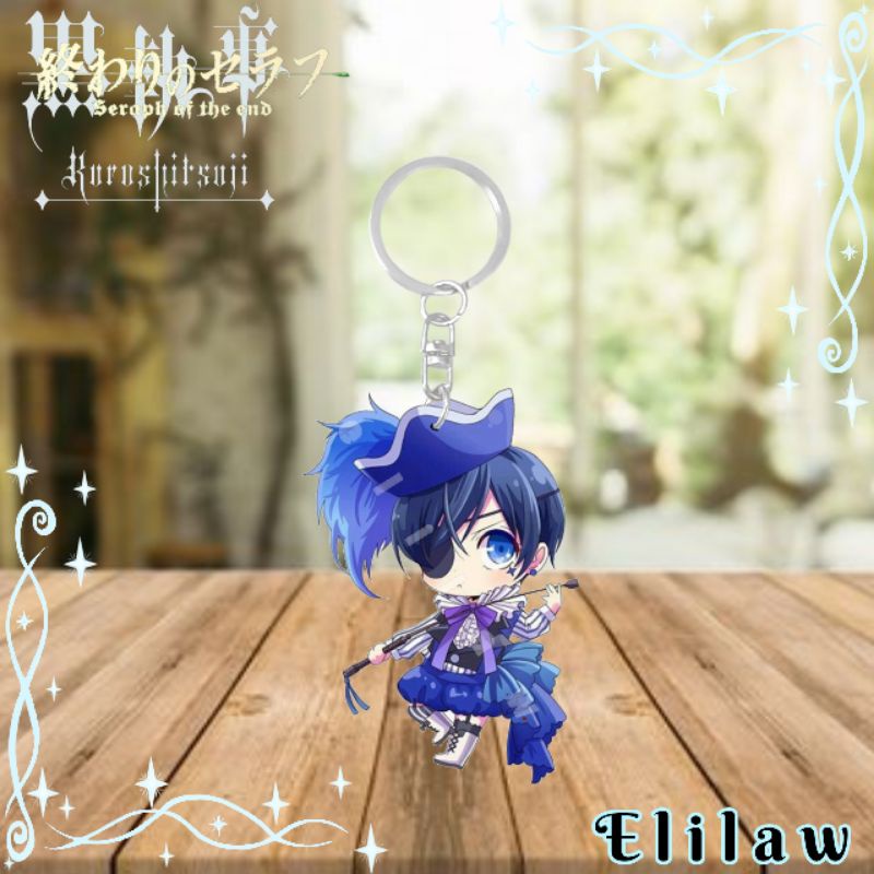 Ciel Phantomhive Key Chain ~ Gantungan Kunci Akrilik Ganci Anime Kuroshitsuji Black Butler Character
