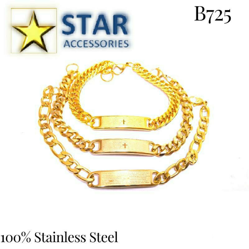 Gelang Titanium Gold | Gelang Titanium Rantai Rosario | Gelang Titanium Rantai Salib Gold