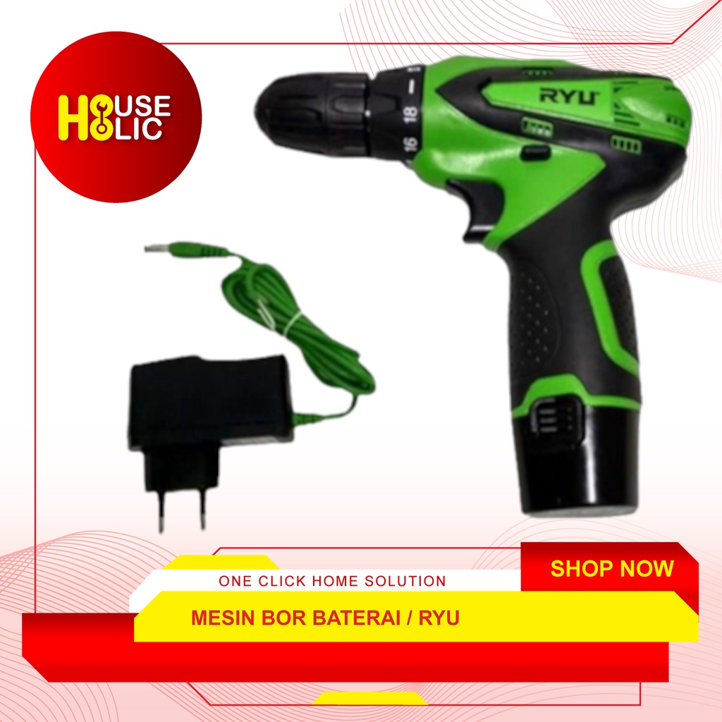 RYU Mesin Bor Baterai Besi Kayu 12 Volt / Bor Cordless Drill RCD12V-1