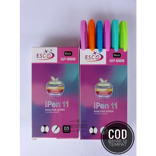 PULPEN Ipen 11 Pen Gel Hitam 0.5 Kualitas Super Murah Isi 12pcs