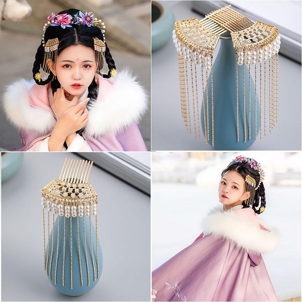 Needway Wanita Rambut Stik Retro Vintage Mutiara Bridal Rumbai Hiasan Kepala Chinese Hair Fork