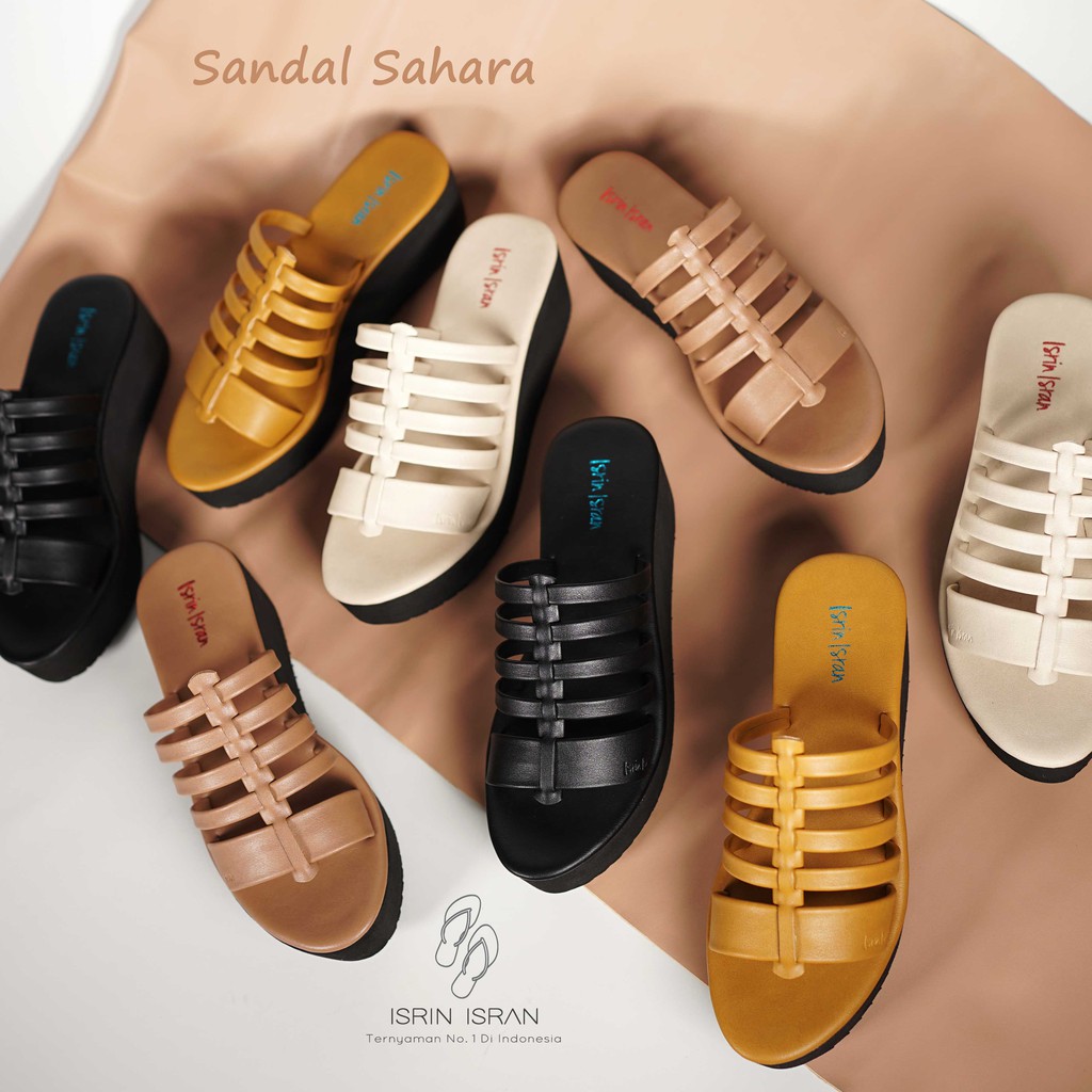 ( SAHARA ) Sandal Wanita wedges tali nyaman ISRIN ISRAN