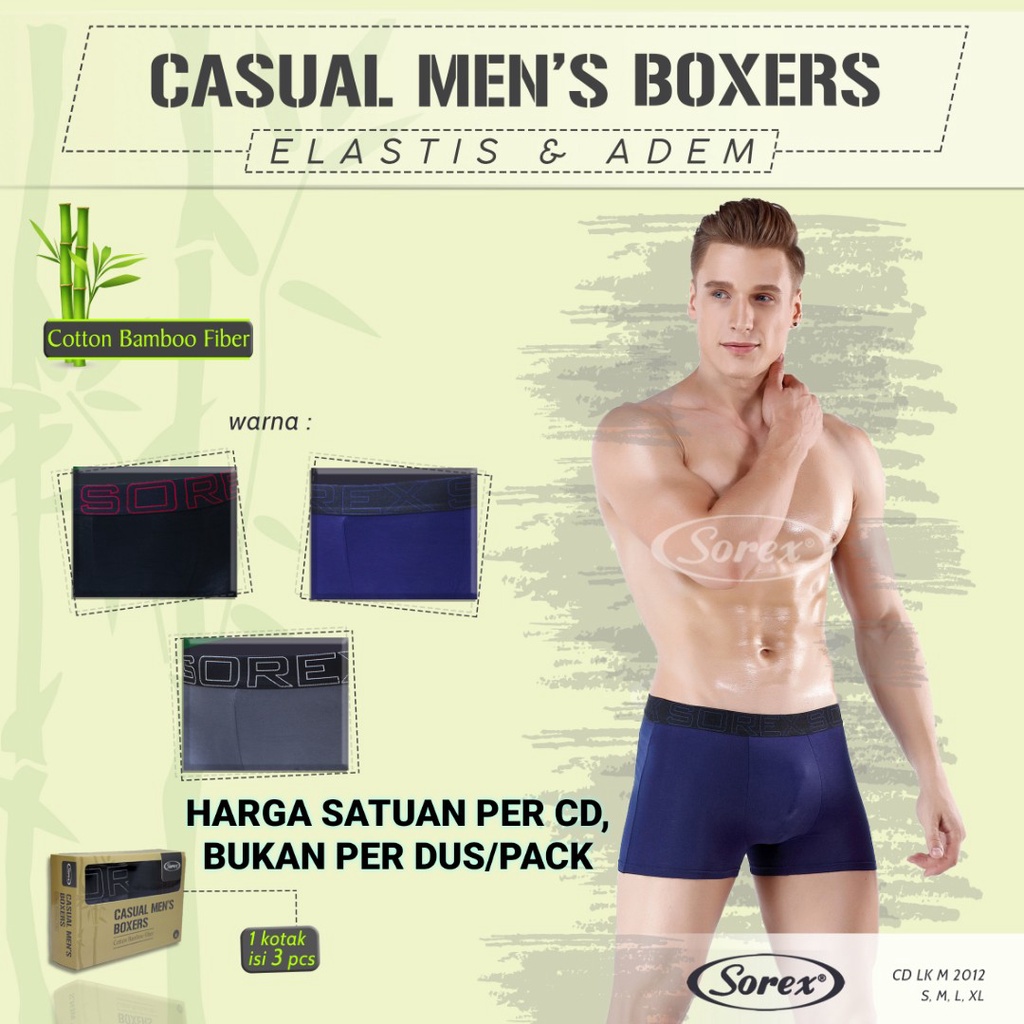 K253T - (DIJUAL PER 1 BOX ISI 3 Pcs) CELANA DALAM BOXER PRIA DEWASA SOREX  SIZE S - XL