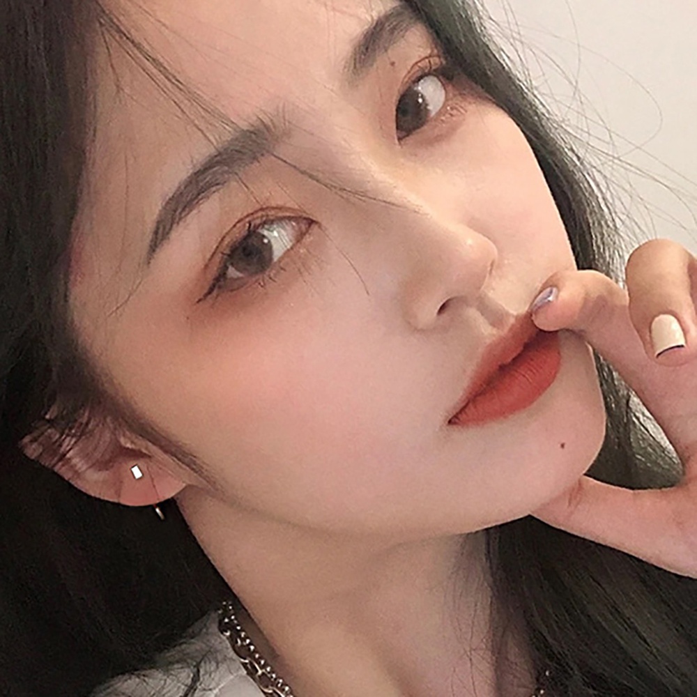 Needway  Cool Small Cube  Earrings Geometric Ear Buckle Hook Earrings Silver Needle Elegant Minimalist Korean Woman Girl Fashion Jewelry/Multicolor