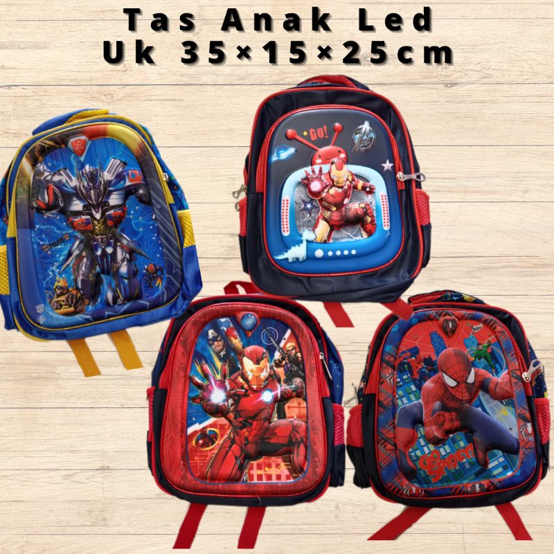 Tas Ransel Anak Cowok Led Embos/Tas Anak Sekolah Karakter Lampu