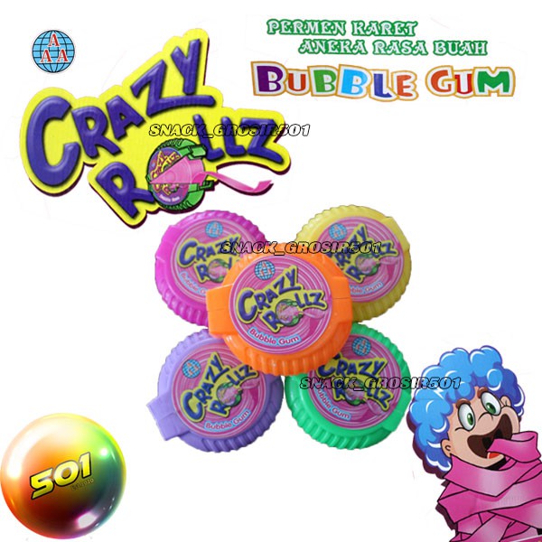 

Permen Karet Selotip Aneka Rasa Buah 5 warna Crazy Rollz 30 Pcs