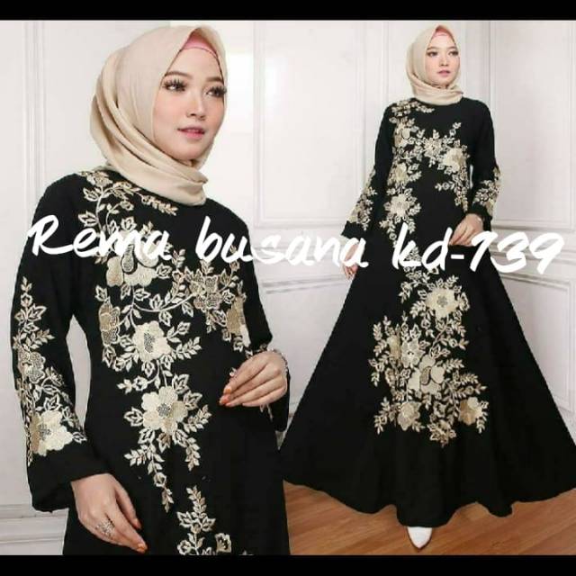 Gamis hitam bordier II abaya hitam II dress muslim II maxi