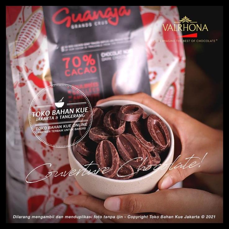 

TERBARUU!! Valrhona Guanaja 70% Dark Couverture Chocolate 500gr Coklat Coin Pahit PROMO