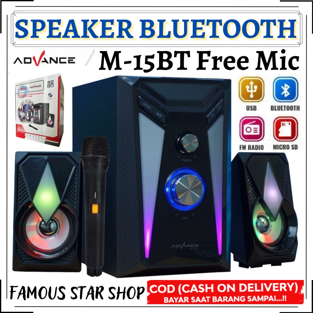 MURAH MERIAH - SPEAKER ADVANCE M15BT BLUETOOTH MULTIMEDIA WITH SUBWOOFER &amp; RADIO | SPEAKER KARAOKE ADVANCE M-15BT FREE MIC WIRELESS | FMS