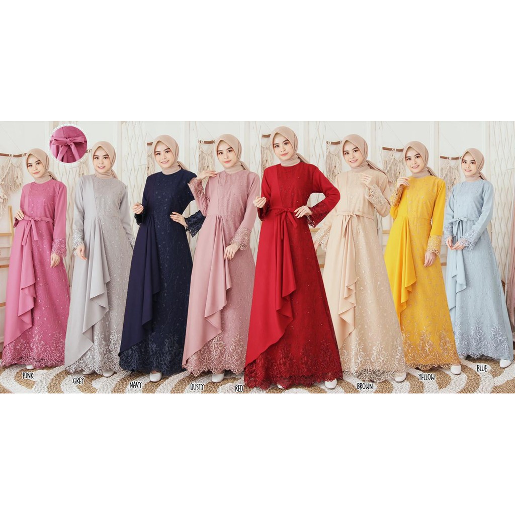 Dijamin RealPict Gamis Mafaza Brokat TilLe Bordir Maxi Dijamin RealPict Gamis Mafaza Brokat TilLe Bordir Maxi